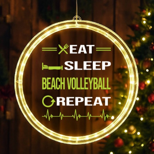 Funny Eat Sleep Repeat Beach Volleyball nostalgia LED Christmas Window Lights