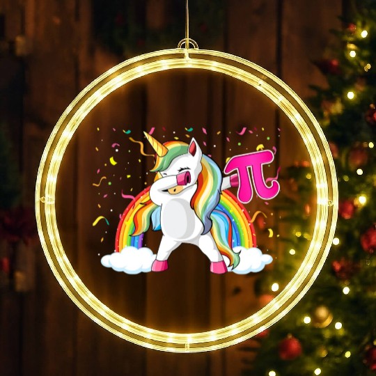 Dabbing Pi Day Unicorn Mathematic Superhero LED Christmas Window Lights