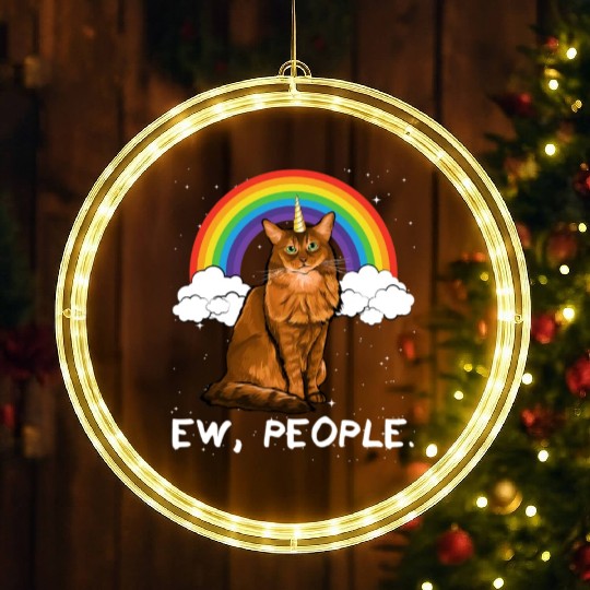 Rainbow Somali Ew People Unicorn Cat LED Christmas Window Lights