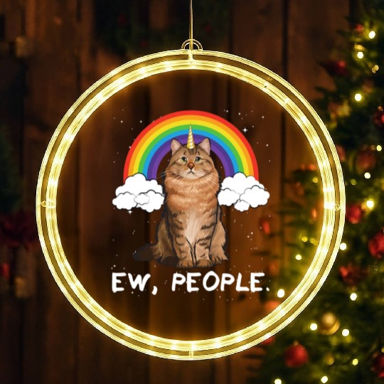 Rainbow Siberian Ew People Unicorn Cat LED Christmas Window Lights