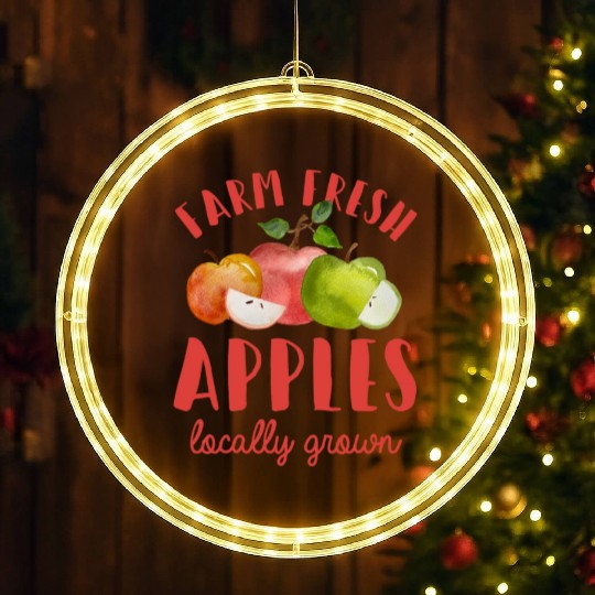 Apple Picking Farm Fresh Apples Farmer For Kids LED Christmas Window Lights