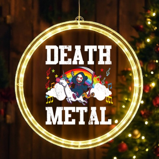 Death Metal Grim Reaper Riding A Unicorn Trick LED Christmas Window Lights