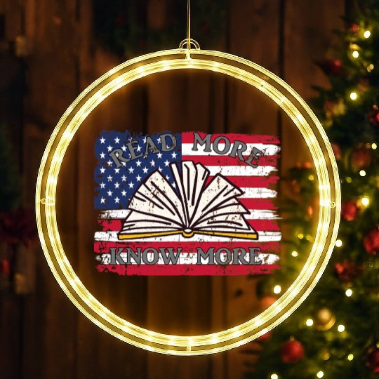 School Library Patriotic US Flag Funny For Librari LED Christmas Window Lights