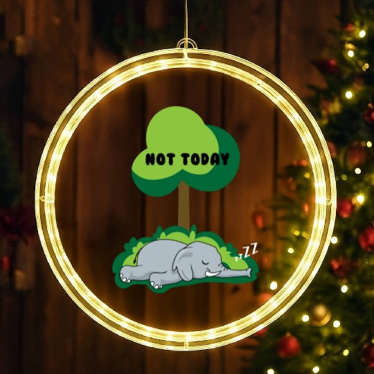 Funny Elephant Nope Not Today Sweet Saying LED Christmas Window Lights
