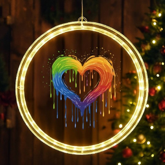 Love Without Limits: LGBTQ+ Rainbow Heart, LED Christmas Window Lights