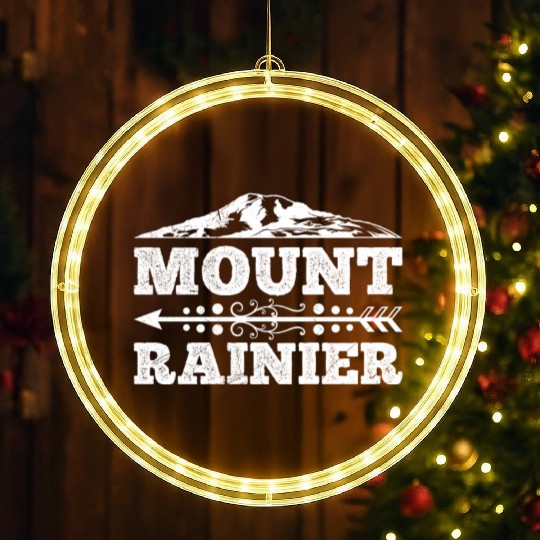 Mount Rainier climber Hiker Mountains LED Christmas Window Lights