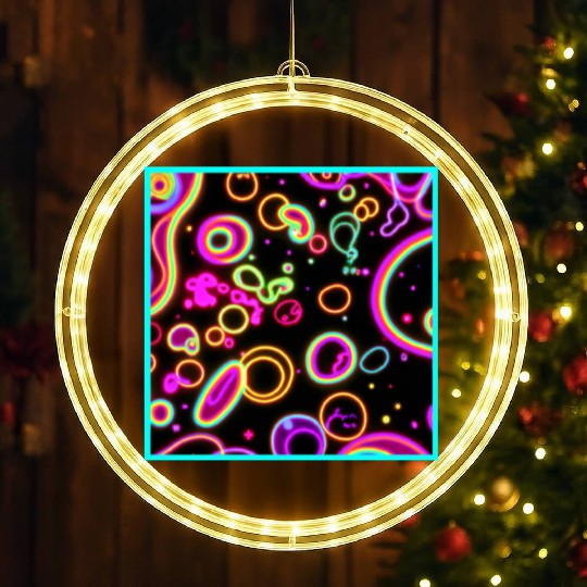 Colorful Circle Neon Patterns Art Design LED Christmas Window Lights