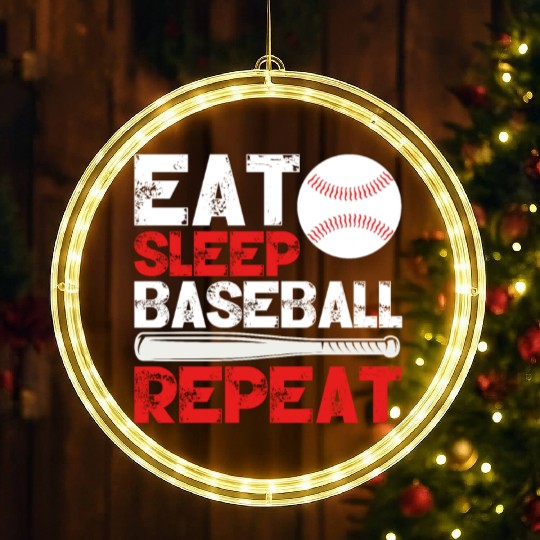 Baseball Repeat LED Christmas Window Lights