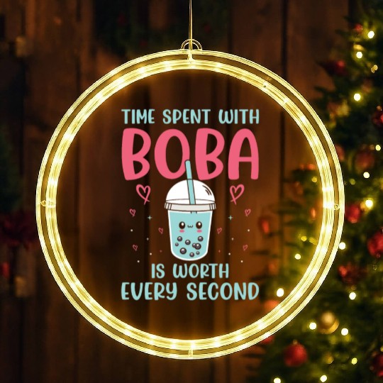 Bubble Tea Lover Boba Tea Drinker Korean Drink LED Christmas Window Lights