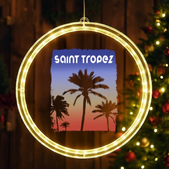 Saint Tropez Sunset Vacation Souvenir Palm Tree LED Christmas Window Lights
