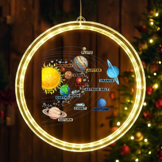 Solar System Planets Astronomy Space Science Girls LED Christmas Window Lights