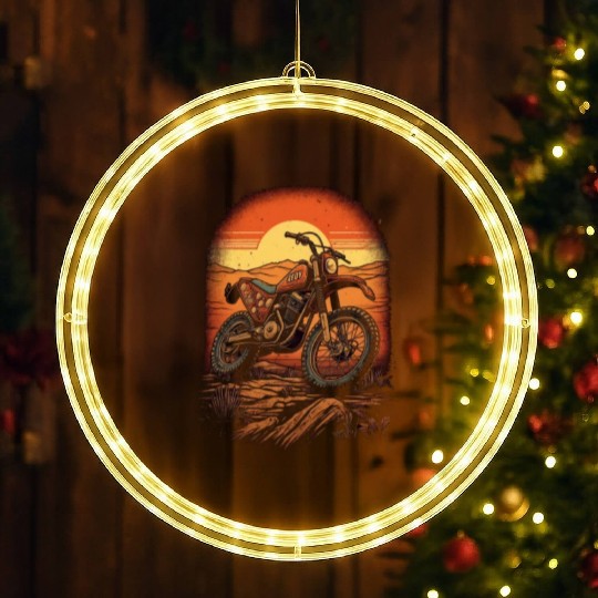 Dirt Bike Motorcycle Motorbike MX Biker Retro LED Christmas Window Lights