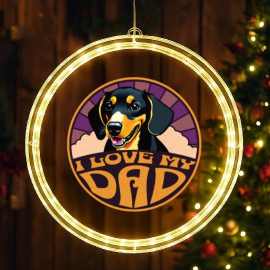 I Love My Dad - Dachshund LED Christmas Window Lights
