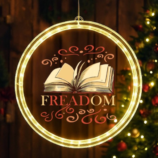 Freadom book lover book worm reading librarian LED Christmas Window Lights