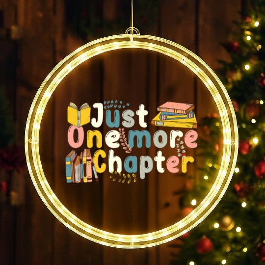 Funny Book Lover Teacher Book Reading Librarian LED Christmas Window Lights