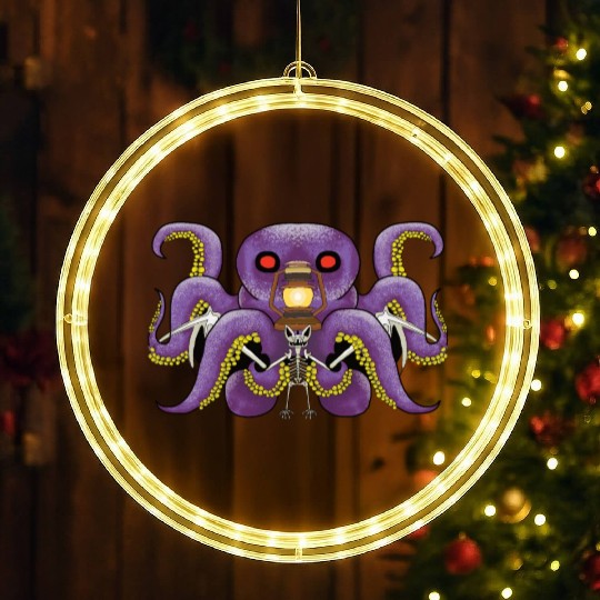 Scary sea monster and spooky bat LED Christmas Window Lights