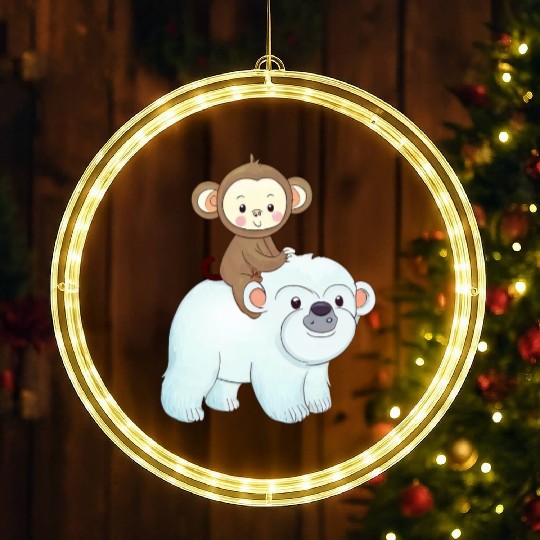 Monkey rides polar bear polar bear LED Christmas Window Lights