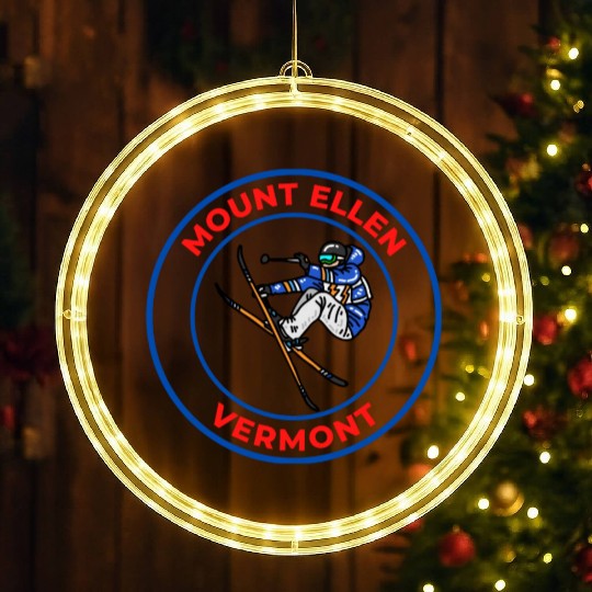 Retro Cool Skiing in Mount Ellen Vermont Souvenir LED Christmas Window Lights