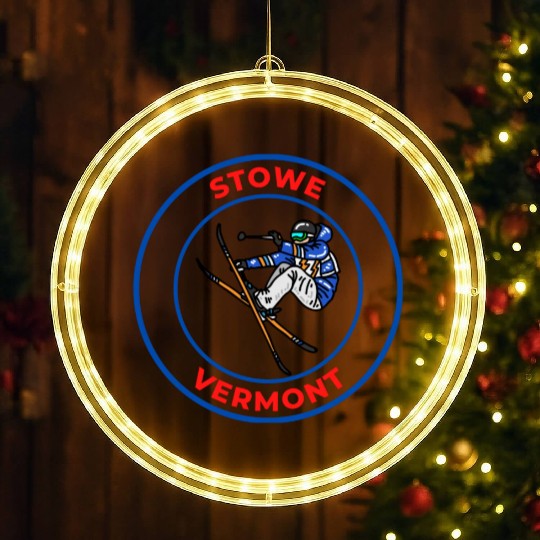 Retro Skiing in Stowe Vermont Holiday Souvenir LED Christmas Window Lights