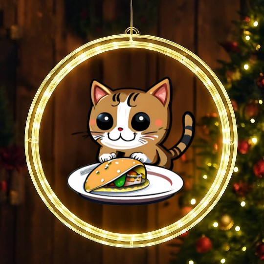 Cute Cat and Taco: A Playful Combination for Your LED Christmas Window Lights