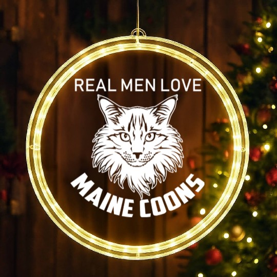 Real Men Love Maine Coons Gift For Cat Lover LED Christmas Window Lights