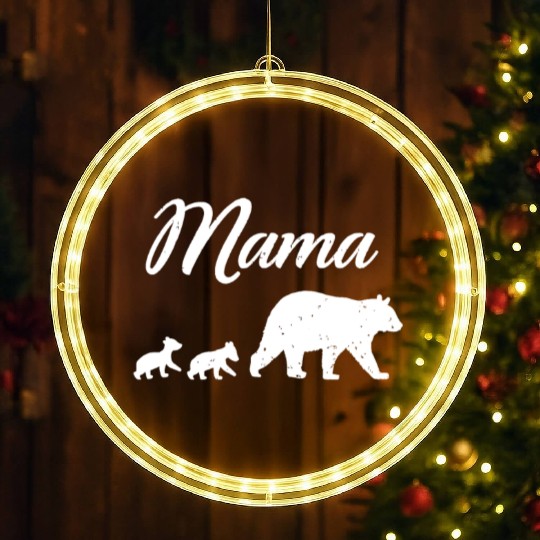 Mama Bear - With Two Cubs Twin Mom Mother's Day Gi LED Christmas Window Lights
