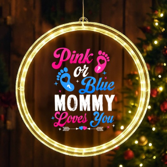 Pink Or Blue Mommy Mom Loves You Baby Gender Revea LED Christmas Window Lights