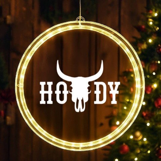 Howdy Cow Skull Western Cowboy Cowgirl Rodeo Howdy LED Christmas Window Lights