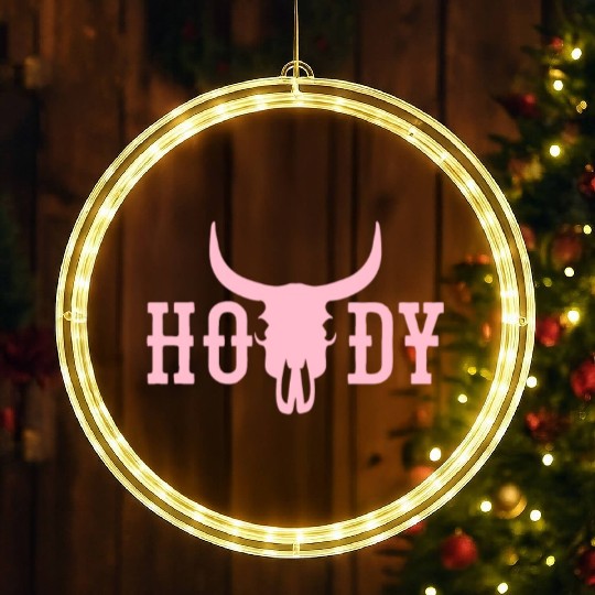 Howdy Cow Skull Western Cowboy Cowgirl Rodeo Howdy LED Christmas Window Lights