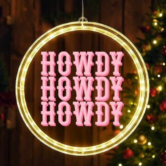 Howdy Western Cowgirl Rodeo Country Southern Howdy LED Christmas Window Lights