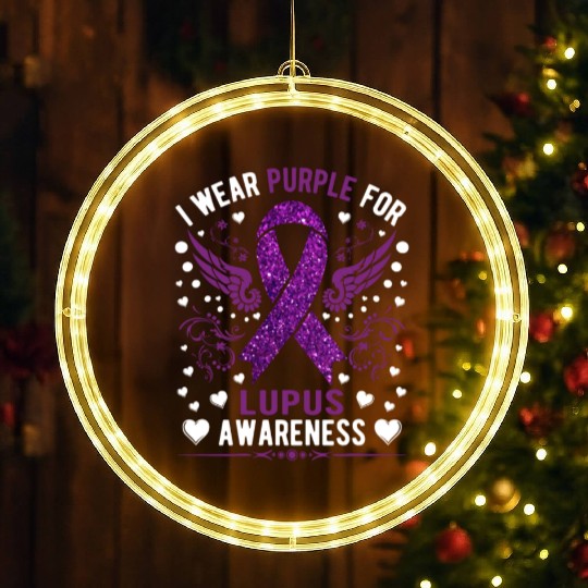I Wear Purple For Lupus Awareness Month Men Women LED Christmas Window Lights