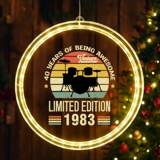 Vintage 1983 Drums 40th Birthday Drummer LED Christmas Window Lights