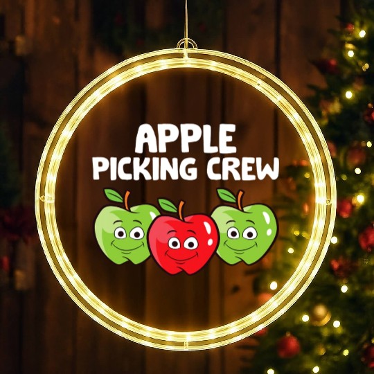 Apple Farmer Apple Lover Fruit Funny Apple Picking LED Christmas Window Lights