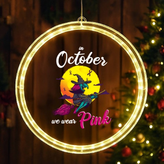 In October We Wear Pink Halloween Witch LED Christmas Window Lights