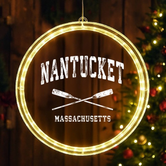 Nantucket Massachusetts Nautical Crossed Oars LED Christmas Window Lights