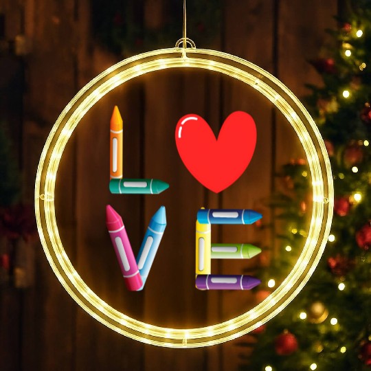 Pre-K Teacher Preschool Day Love Teachers Crayon LED Christmas Window Lights