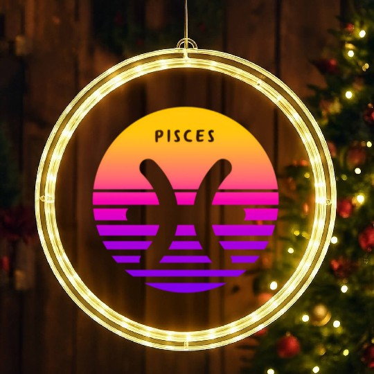 Pisces Zodiac Sign Sunset Pisces LED Christmas Window Lights