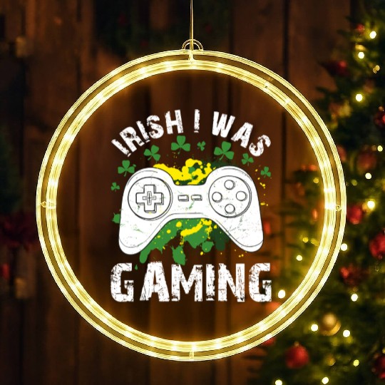 Irish I Was Gaming St Patrick s Day Gamer LED Christmas Window Lights