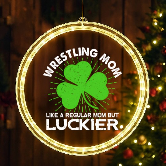Wrestling Mom St Patrick'S Day Lucky Irish Mama LED Christmas Window Lights