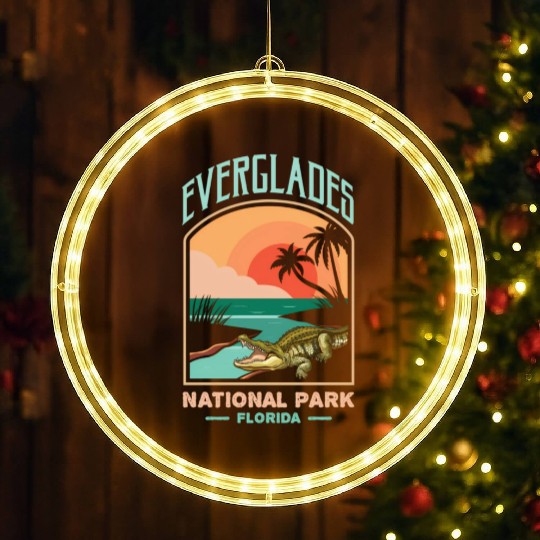 Everglades National Park Us Crocodile Florida Alli LED Christmas Window Lights