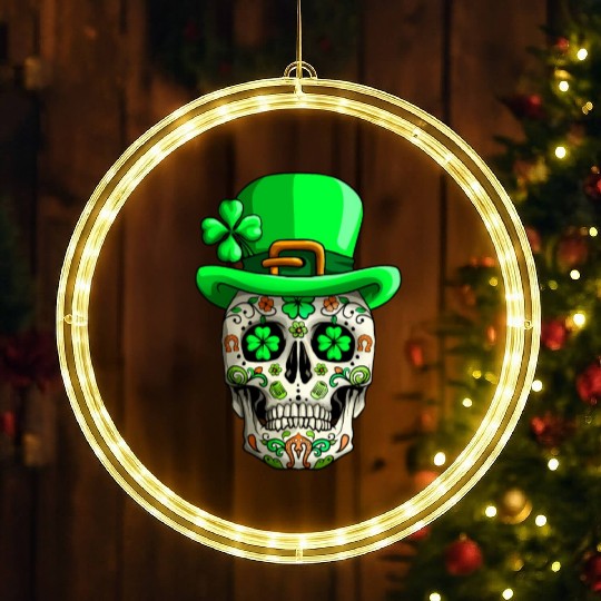 Sugar Skull Saint PatricDay Of Dead LED Christmas Window Lights