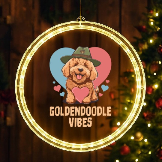 Goldendoodle Vibes Cute Dog Mom Golden Doodle Dog LED Christmas Window Lights