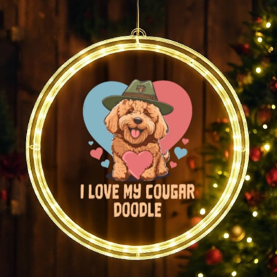 Funny I Love My Doodle Goldendoodle Dad Doodle LED Christmas Window Lights