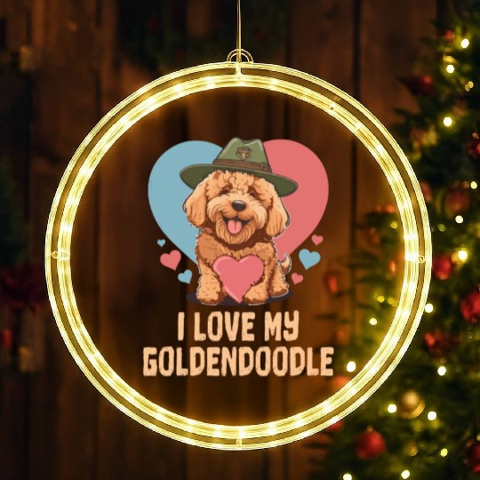 I Love My Goldendoodle Dog Dad Doodle Mama Cute LED Christmas Window Lights