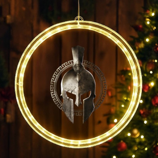 Spartan Helmet Warrior Gladiator Workout Sparta Gr LED Christmas Window Lights
