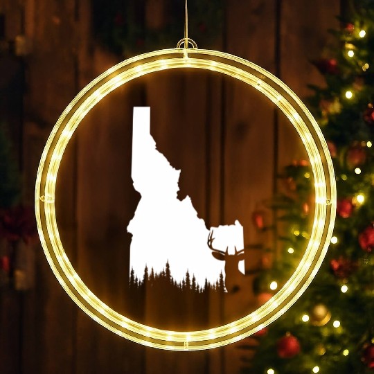 Hunter Elk Deer State Idaho Hunting LED Christmas Window Lights