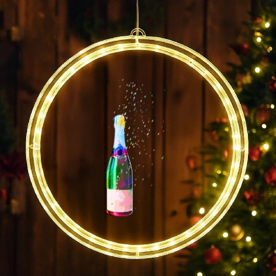 Champagne Bottle Sparks LED Christmas Window Lights