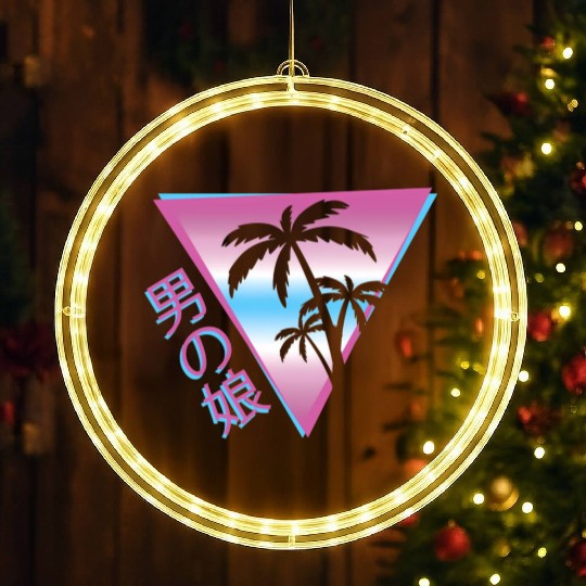 Femboy 80S 90S Palm Tree Japanese Vaporwave Aesthe LED Christmas Window Lights