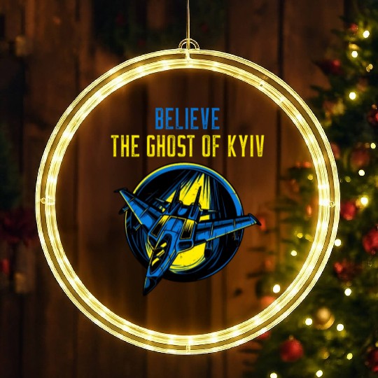 The Ghost Of Kyiv Believe Ukraine I Stand With Ukr LED Christmas Window Lights
