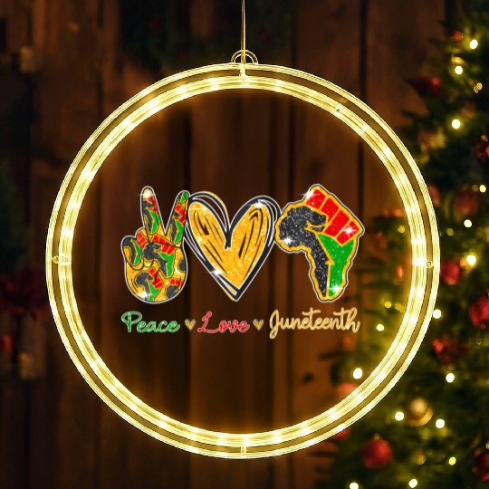 Peace Love Junenth Black History Pride African Ame LED Christmas Window Lights